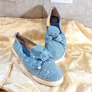 Vince Camuto Blue Jean Color White Spatter Espadrille Shoes